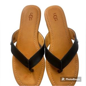 Ugg Tuolumne Sandal Women's- Black Leather Flip Flop Size 7.5